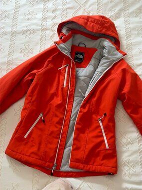 The North Face Red Insulated Hooded Jacket